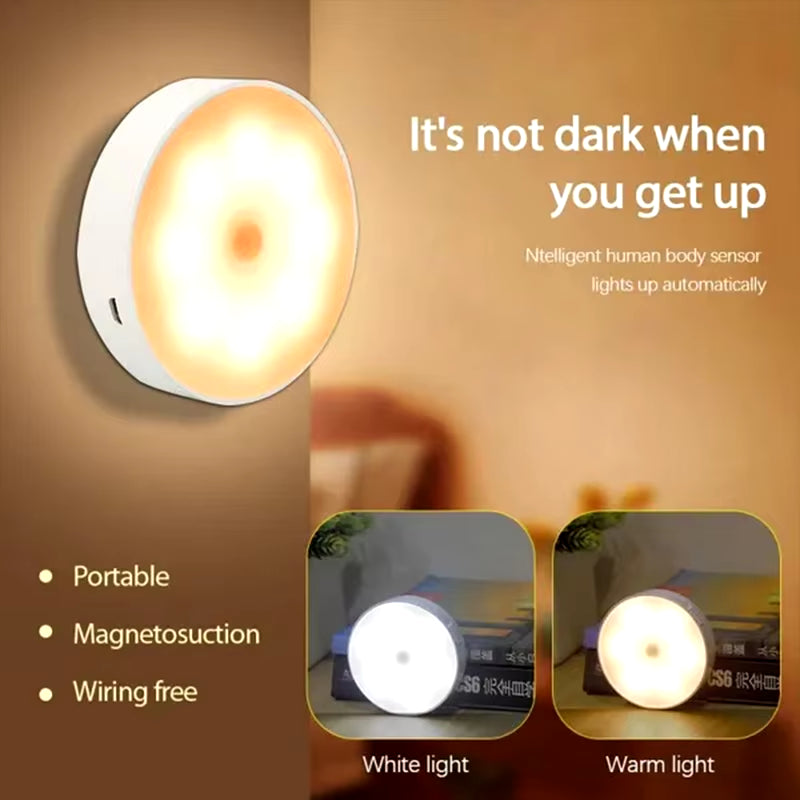 Motion Sensor LED Night Light USB Rechargeable Night Lamp for Kitchen Cabinet Wardrobe Lamp Staircase Wireless LED Closet Light