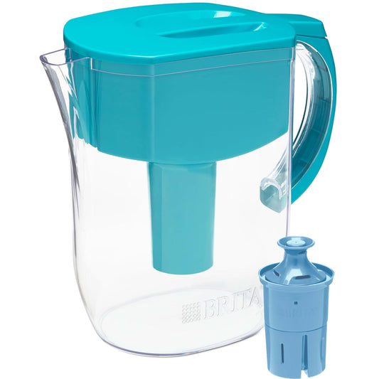 Large Water Filter Pitcher for Tap and Drinking Water with 1 Elite Filter, Reduces 99% of Lead, Lasts 6 Months, 10-Cup Capacity, BPA Free, Turquoise